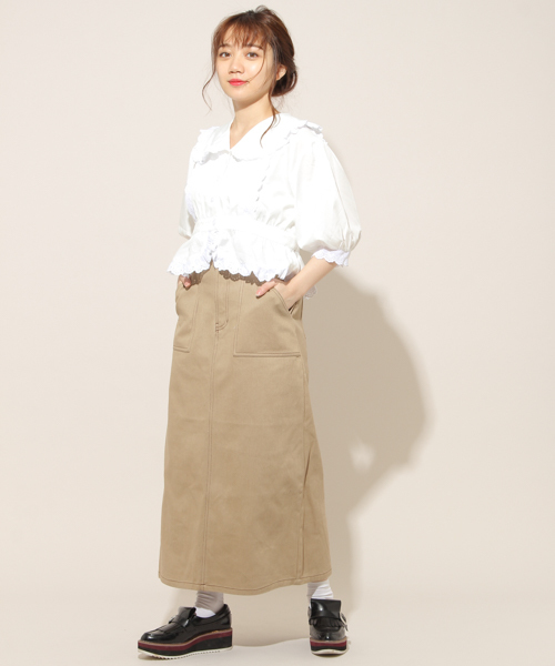 apres jour（アプレジュール）の「ステッチナロースカートZOZOTOWN限定アイテム】（スカート・レディース・ブラック/オフホワイト/ベージュ/カーキ・フリー）」の12枚目の写真