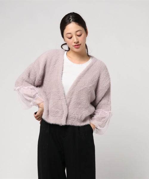 flower(フラワー)の「ドーリーシャギーカーディガン(カーディガン/ボレロ・レディース・ホワイト/ピンク/グリーン・FREE)」の6枚目の写真