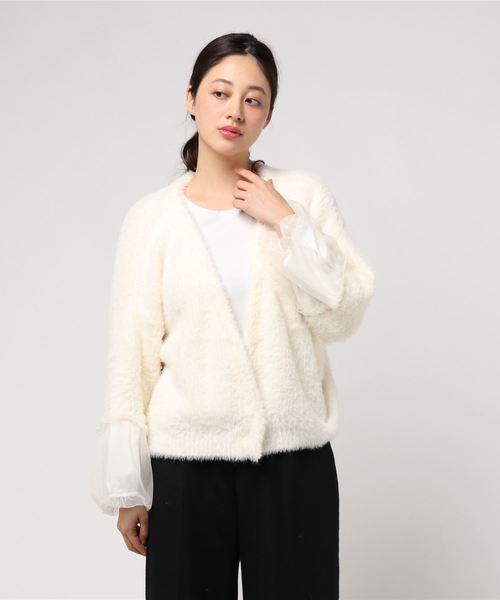 flower(フラワー)の「ドーリーシャギーカーディガン(カーディガン/ボレロ・レディース・ホワイト/ピンク/グリーン・FREE)」の1枚目の写真