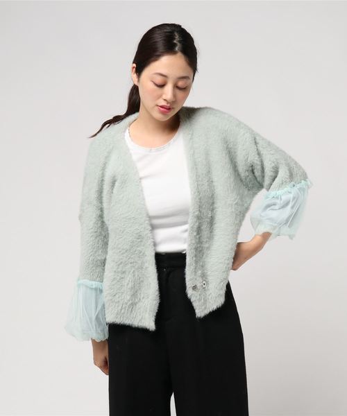 flower(フラワー)の「ドーリーシャギーカーディガン(カーディガン/ボレロ・レディース・ホワイト/ピンク/グリーン・FREE)」の2枚目の写真