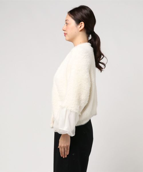 flower(フラワー)の「ドーリーシャギーカーディガン(カーディガン/ボレロ・レディース・ホワイト/ピンク/グリーン・FREE)」の4枚目の写真