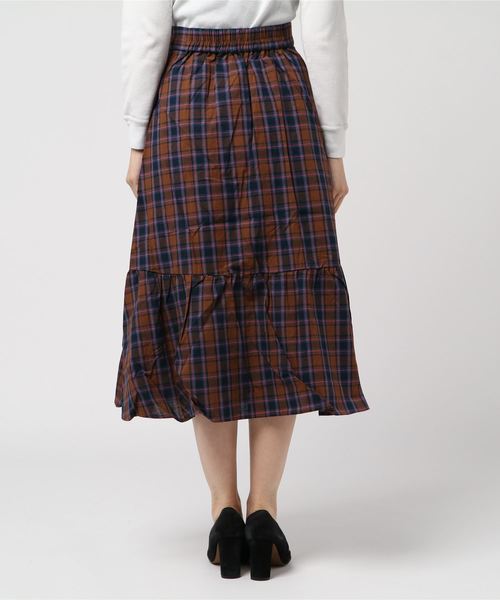 STYLEBLOCK（スタイルブロック）の「先染めチェック柄ロングフレアスカート（スカート・レディース・ブラウン/レッド/ターコイズブルー/マスタード・M）」の5枚目の写真