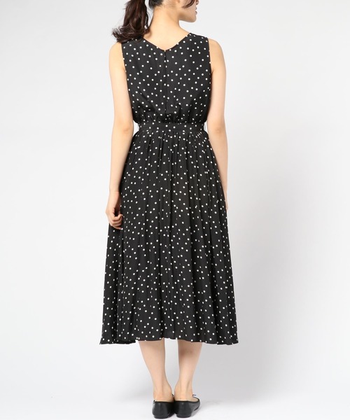 割繊ドットプリントギャザーロングワンピース ワンピース Jines ジネス のファッション ワンピース セール