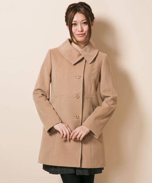 ANY SIS（エニィスィス）の「ソフトウールモッサ　コート（ピーコート・レディース・ブラック系/ブラウン系/ベージュ系/オレンジ系・1/2/3）」の3枚目の写真