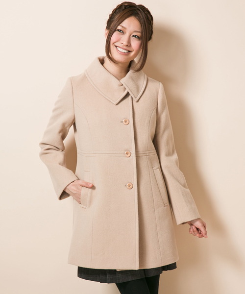 ANY SIS（エニィスィス）の「ソフトウールモッサ　コート（ピーコート・レディース・ブラック系/ブラウン系/ベージュ系/オレンジ系・1/2/3）」の4枚目の写真