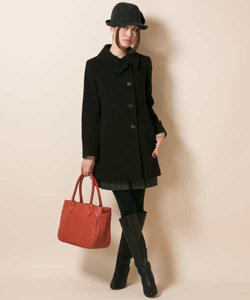 ANY SIS（エニィスィス）の「ソフトウールモッサ　コート（ピーコート・レディース・ブラック系/ブラウン系/ベージュ系/オレンジ系・1/2/3）」の5枚目の写真