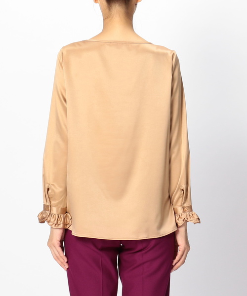 NARACAMICIE(ナラカミーチェ)の「サテンフロントフリルブラウス(シャツ/ブラウス・レディース・ブラック/ベージュ/ホワイト/パープル・SMALL/MEDIUM/LARGE)」の7枚目の写真