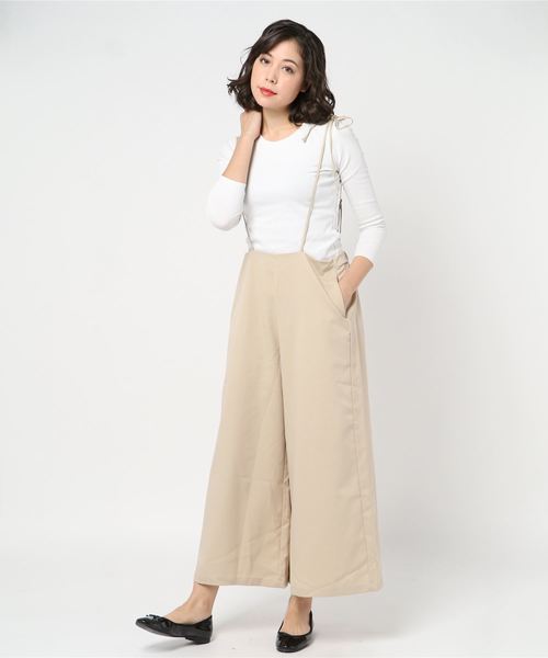 STYLEBLOCK（スタイルブロック）の「ツイルリボンモチーフハイウエストワイドパンツ（その他パンツ・レディース・ブラック/グレー/イエロー/ライトベージュ・M）」の3枚目の写真