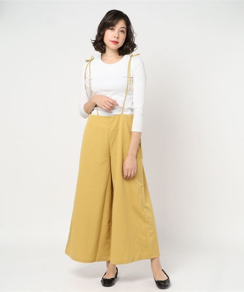 STYLEBLOCK（スタイルブロック）の「ツイルリボンモチーフハイウエストワイドパンツ（その他パンツ・レディース・ブラック/グレー/イエロー/ライトベージュ・M）」の4枚目の写真
