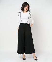 ツイルリボンモチーフハイウエストワイドパンツ