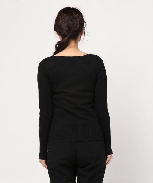 PAGEBOY（ページボーイ）の「リブハートネックロングスリーブ（Tシャツ/カットソー・レディース・ホワイト/ブラック/ピンク/ライトベージュ・FREE）」の6枚目の写真