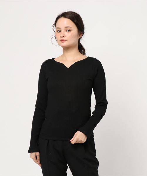 PAGEBOY（ページボーイ）の「リブハートネックロングスリーブ（Tシャツ/カットソー・レディース・ホワイト/ブラック/ピンク/ライトベージュ・FREE）」の20枚目の写真