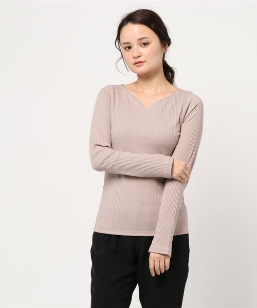 PAGEBOY（ページボーイ）の「リブハートネックロングスリーブ（Tシャツ/カットソー・レディース・ホワイト/ブラック/ピンク/ライトベージュ・FREE）」の19枚目の写真