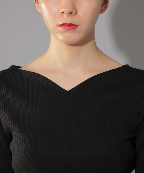 PAGEBOY（ページボーイ）の「リブハートネックロングスリーブ（Tシャツ/カットソー・レディース・ホワイト/ブラック/ピンク/ライトベージュ・FREE）」の12枚目の写真