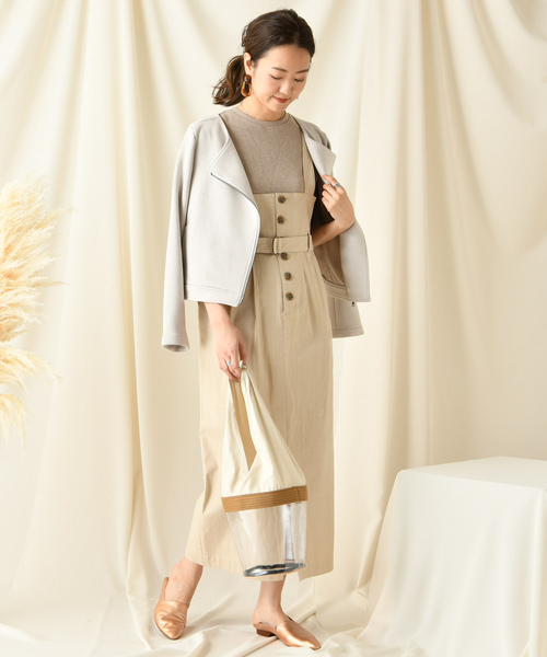 DouDou（ドゥドゥ）の「ミリタリーサロペット（ワンピース・レディース・ベージュ/ブラウン・FREE）」の15枚目の写真