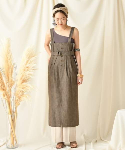 DouDou（ドゥドゥ）の「ミリタリーサロペット（ワンピース・レディース・ベージュ/ブラウン・FREE）」の11枚目の写真