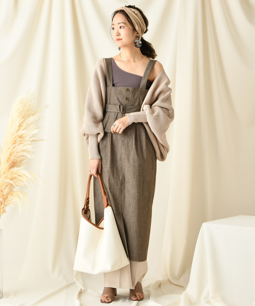 DouDou（ドゥドゥ）の「ミリタリーサロペット（ワンピース・レディース・ベージュ/ブラウン・FREE）」の9枚目の写真