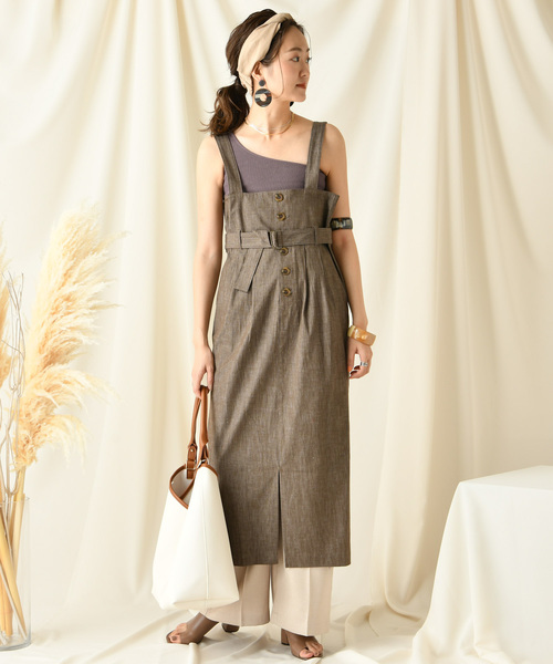 DouDou（ドゥドゥ）の「ミリタリーサロペット（ワンピース・レディース・ベージュ/ブラウン・FREE）」の14枚目の写真