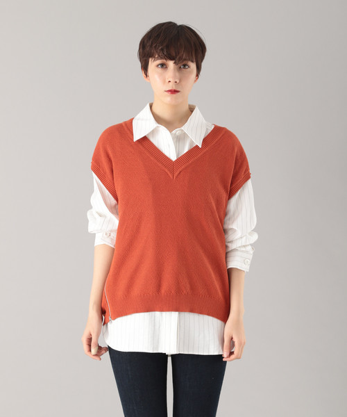 Pois♡アイボリー ニットベスト Fサイズ♡ improves（インプローブス） ニット ベスト Vネック ビッグシルエット