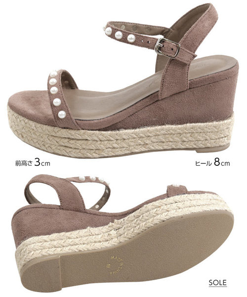 KOBE LETTUCE（コウベレタス）の「パールストラップ厚底ジュートウエッジサンダル（サンダル・レディース・ブラック/モカ/ベージュ系その他・L/LL/M/S）」の8枚目の写真