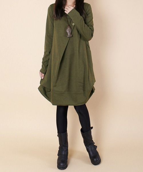 Amulet（アミュレット）の「コクーンシルエットワンピース（ワンピース・レディース・グリーン/ブラウン/グレー/ブラック・M/L/XL）」の4枚目の写真