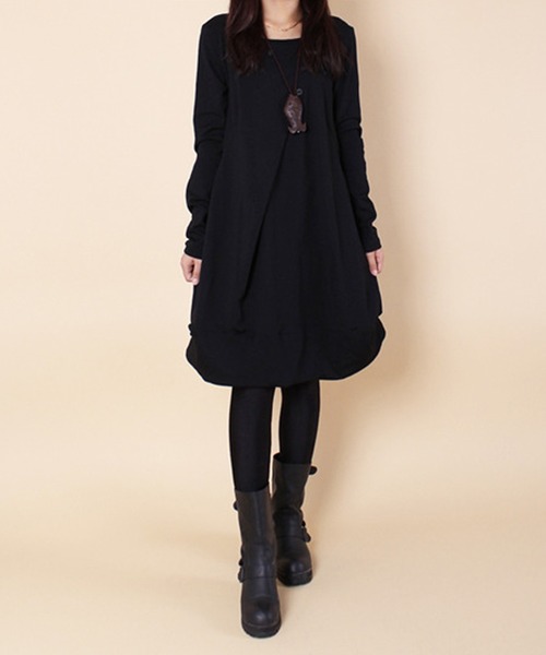 Amulet（アミュレット）の「コクーンシルエットワンピース（ワンピース・レディース・グリーン/ブラウン/グレー/ブラック・M/L/XL）」の2枚目の写真