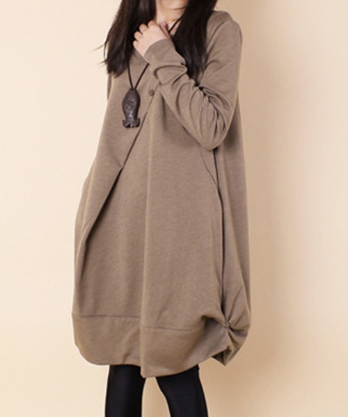 Amulet（アミュレット）の「コクーンシルエットワンピース（ワンピース・レディース・グリーン/ブラウン/グレー/ブラック・M/L/XL）」の19枚目の写真