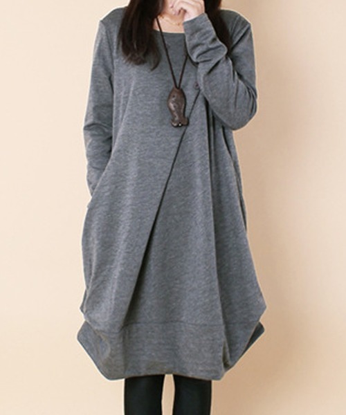 Amulet（アミュレット）の「コクーンシルエットワンピース（ワンピース・レディース・グリーン/ブラウン/グレー/ブラック・M/L/XL）」の17枚目の写真