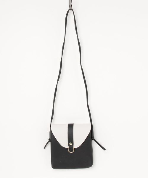 STYLEBLOCK（スタイルブロック）の「PUレザーバイカラーミニショルダーバッグ（ショルダーバッグ・レディース・ブラック/ネイビー/ブラウン/グレー/ピンク/ワインレッド/グリーン・FREE）」の12枚目の写真