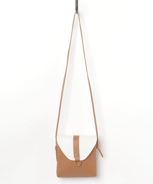 STYLEBLOCK（スタイルブロック）の「PUレザーバイカラーミニショルダーバッグ（ショルダーバッグ・レディース・ブラック/ネイビー/ブラウン/グレー/ピンク/ワインレッド/グリーン・FREE）」の13枚目の写真