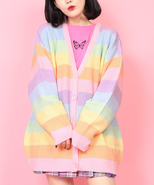WC（ダブル シー）の「WC/レインボーニットカーディガン（カーディガン