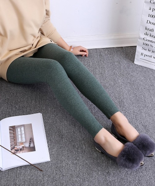 DAY CLOSET(デイ クローゼット)の「レディース やわらかリブレギンスパンツ(その他パンツ・レディース・ネイビー/ダークグレー/カーキ/ブラック/ワイン/ホワイト/ライトグレー・L/S)」の6枚目の写真