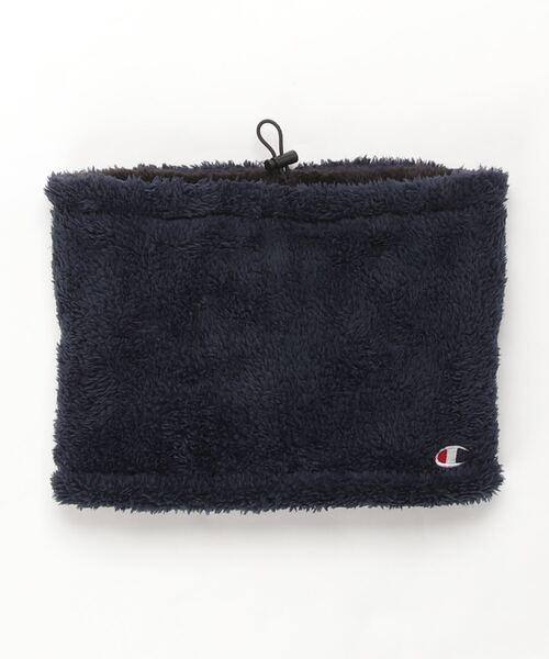 Champion(チャンピオン)の「Champion/チャンピオン ロゴ ワンポイント刺繍 ボアフリース ネックウォーマー/マフラー/レディース メンズ(ネックウォーマー/スヌード・メンズ・ブラック/ネイビー・FREE)」の2枚目の写真