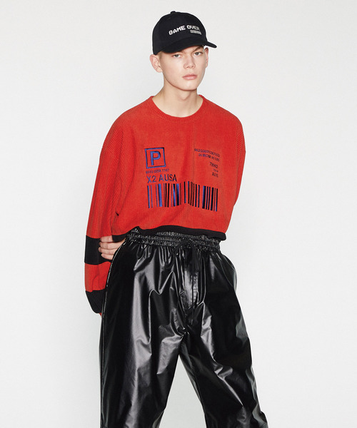 SHAREEF（シャリーフ）の「CHECK VELOUR L/S PULL OVER（Tシャツ/カットソー・メンズ・ブラック/ダークグリーン/ラベンダー/オレンジ・1/2/3）」の2枚目の写真