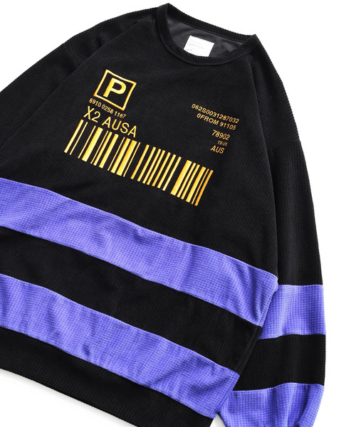 SHAREEF（シャリーフ）の「CHECK VELOUR L/S PULL OVER（Tシャツ/カットソー・メンズ・ブラック/ダークグリーン/ラベンダー/オレンジ・1/2/3）」の6枚目の写真