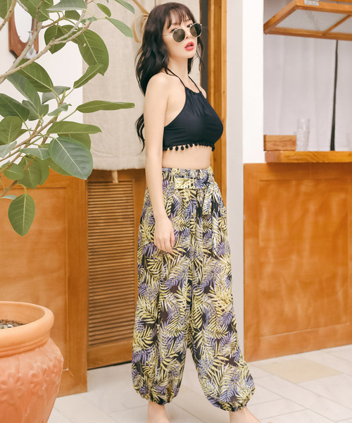 3点セット】リゾートパンツ付きホルターネックビキニセット【RT  