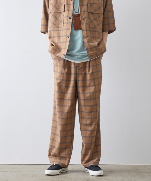 JUNRED（ジュンレッド）の「シャドーチェックＴＲワイドパンツ（その他パンツ・メンズ・ベージュ/ネイビー・S/M/L）」の3枚目の写真