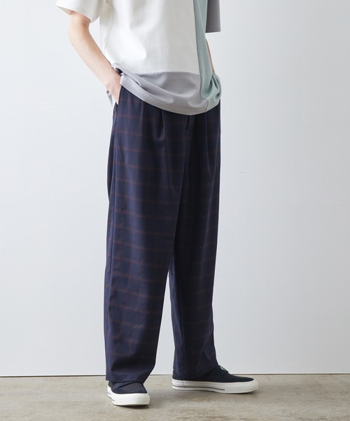 JUNRED（ジュンレッド）の「シャドーチェックＴＲワイドパンツ（その他パンツ・メンズ・ベージュ/ネイビー・S/M/L）」の9枚目の写真