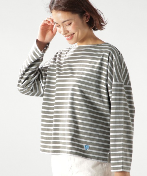 ORCIVAL（オーシバル）の「【ORCIVAL(オーシバル)】STRIPE BIGプルオーバー（Tシャツ/カットソー・レディース・ライトブルー/ブラック/ベージュ・FREE）」の3枚目の写真