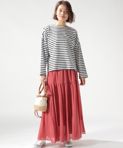 ORCIVAL（オーシバル）の「【ORCIVAL(オーシバル)】STRIPE BIGプルオーバー（Tシャツ/カットソー・レディース・ライトブルー/ブラック/ベージュ・FREE）」の4枚目の写真