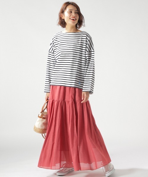 ORCIVAL（オーシバル）の「【ORCIVAL(オーシバル)】STRIPE BIGプルオーバー（Tシャツ/カットソー・レディース・ライトブルー/ブラック/ベージュ・FREE）」の5枚目の写真