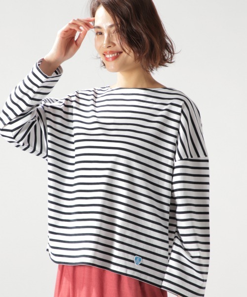 ORCIVAL（オーシバル）の「【ORCIVAL(オーシバル)】STRIPE BIGプルオーバー（Tシャツ/カットソー・レディース・ライトブルー/ブラック/ベージュ・FREE）」の6枚目の写真