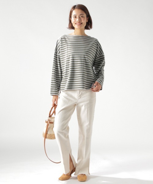 ORCIVAL（オーシバル）の「【ORCIVAL(オーシバル)】STRIPE BIGプルオーバー（Tシャツ/カットソー・レディース・ライトブルー/ブラック/ベージュ・FREE）」の8枚目の写真