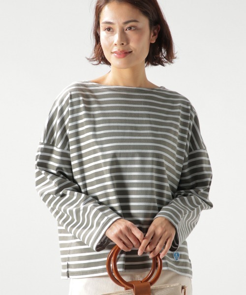 ORCIVAL（オーシバル）の「【ORCIVAL(オーシバル)】STRIPE BIGプルオーバー（Tシャツ/カットソー・レディース・ライトブルー/ブラック/ベージュ・FREE）」の9枚目の写真