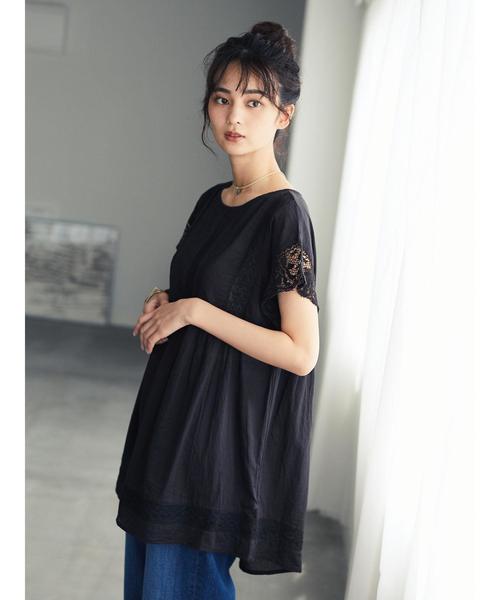 CRAFT STANDARD BOUTIQUE(クラフトスタンダードブティック)の「切り替えレースフレンチスリーブブラウス(シャツ/ブラウス・レディース・ブラック/レッド/オフホワイト・FREE)」の17枚目の写真