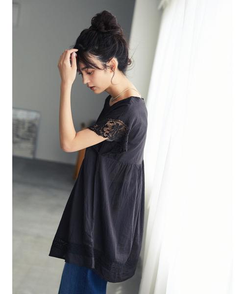 CRAFT STANDARD BOUTIQUE(クラフトスタンダードブティック)の「切り替えレースフレンチスリーブブラウス(シャツ/ブラウス・レディース・ブラック/レッド/オフホワイト・FREE)」の16枚目の写真