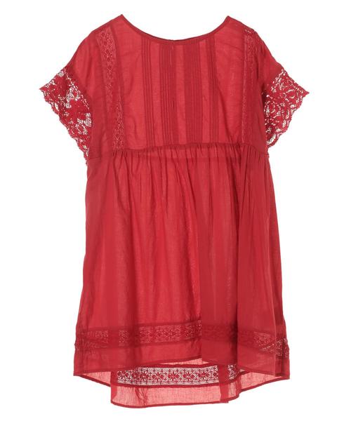 CRAFT STANDARD BOUTIQUE(クラフトスタンダードブティック)の「切り替えレースフレンチスリーブブラウス(シャツ/ブラウス・レディース・ブラック/レッド/オフホワイト・FREE)」の6枚目の写真