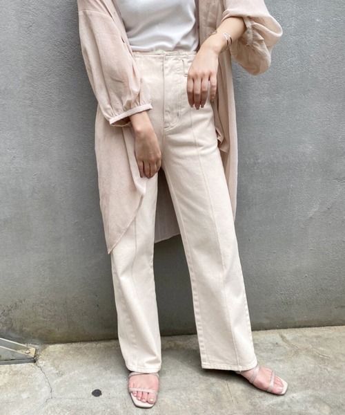 one after another NICE CLAUP（ワンアフターアナザーナイスクラップ）の「硫化ハイウエストパンツ（デニムパンツ・レディース・ピンクベージュ/パープル/アイボリー/ネイビー・SMALL/MEDIUM）」の2枚目の写真