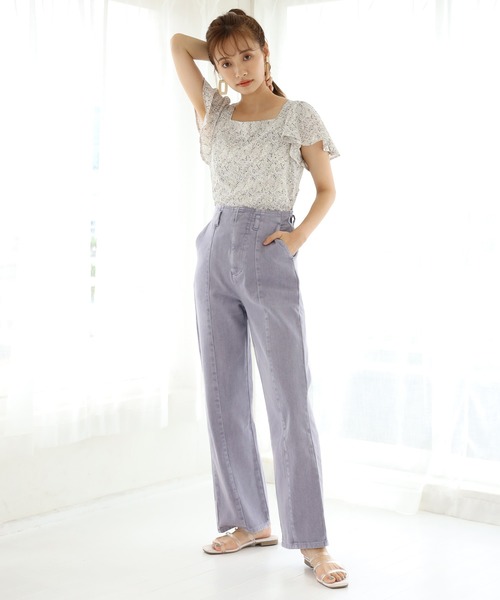 one after another NICE CLAUP（ワンアフターアナザーナイスクラップ）の「硫化ハイウエストパンツ（デニムパンツ・レディース・ピンクベージュ/パープル/アイボリー/ネイビー・SMALL/MEDIUM）」の21枚目の写真