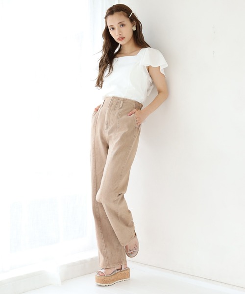 one after another NICE CLAUP（ワンアフターアナザーナイスクラップ）の「硫化ハイウエストパンツ（デニムパンツ・レディース・ピンクベージュ/パープル/アイボリー/ネイビー・SMALL/MEDIUM）」の22枚目の写真